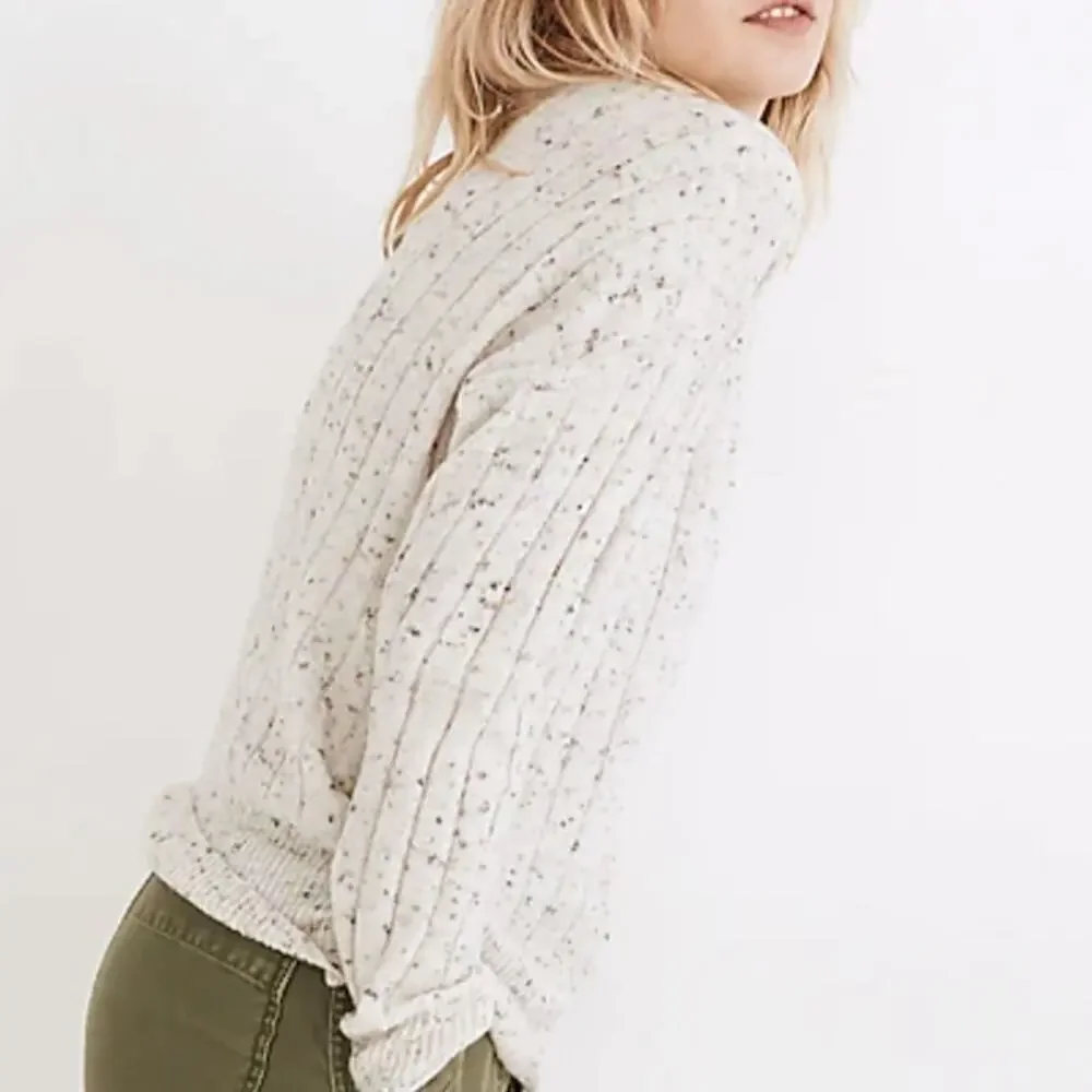 Madewell Donegal‎ Bowden Henley Wool Blend Sweater Coziest Yarn in Cream